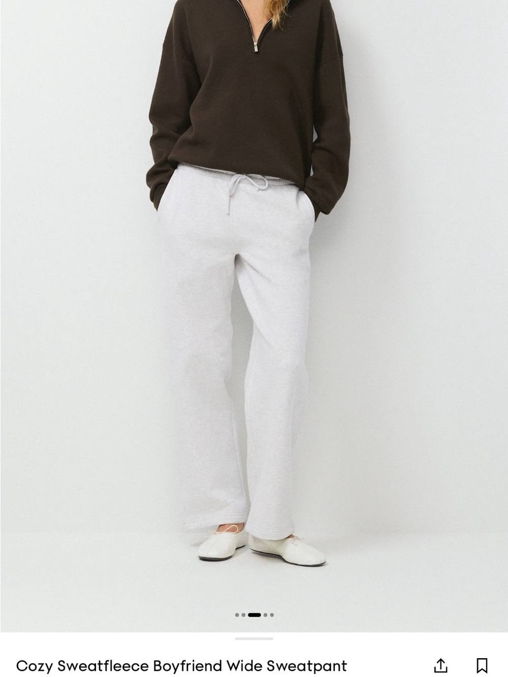 Aritzia Cozy Sweatfleece Boyfriend Wide Leg in small-tall - Picture 1 of 7